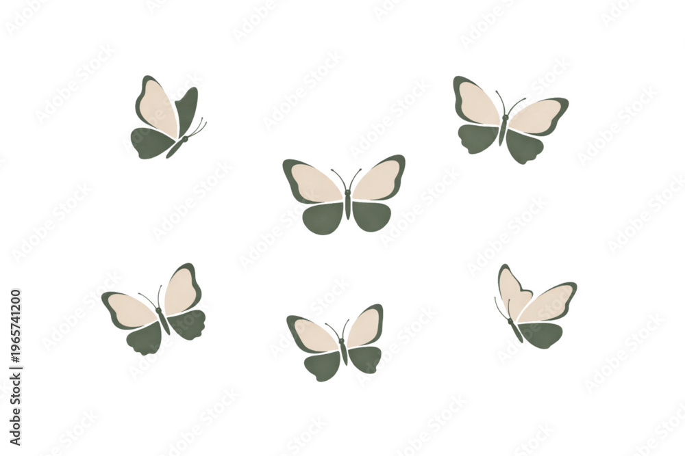 Naklejka premium Organic Butterfly Vector Icon Set – Natural Symmetry and Flowing Motion