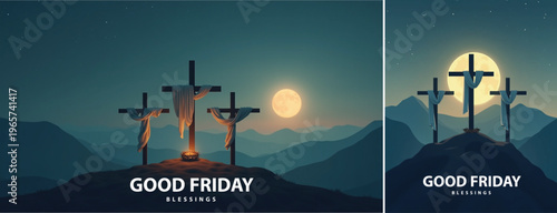 Elegant Good friday with cross background, Good friday holy week background for banner and social meida template