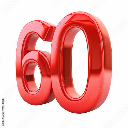 Red number 60 isolated on transparent background