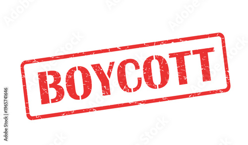 A red stamp with the word boycott in all capital letters prominently displayed