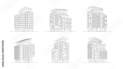 Architectural Designs Of Modern Buildings Elevation Drawings