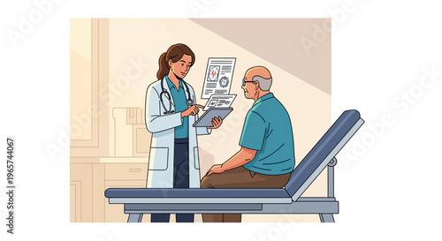 Doctor Consulting Senior Patient Using Tablet