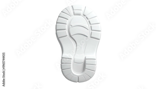 A 3D rendered, pristine white shoe sole against a stark black backdrop