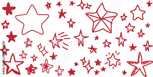 A collection of red stars on a white background