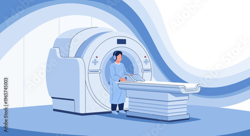Medical Professional Operating MRI Scanner in Modern Diagnostic Imaging Center