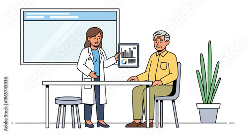 Doctor Explaining Medical Chart to Senior Patient