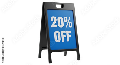 Black sandwich board with 20 percent off sign discount