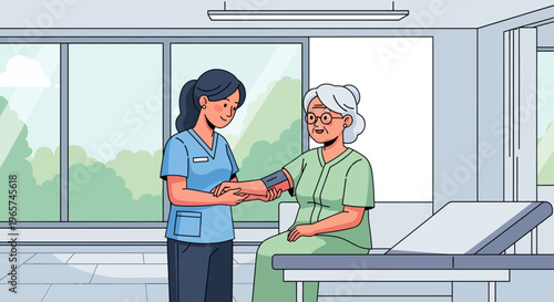 Doctor Measuring Pulse of a Happy Senior Patient