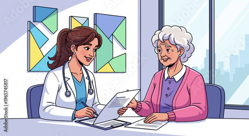 Doctor Reviewing Medical Results With Senior Patient