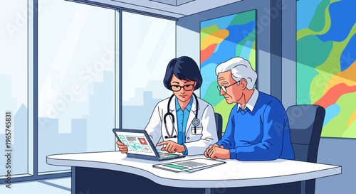 Doctor Reviewing Medical Records With Senior Patient