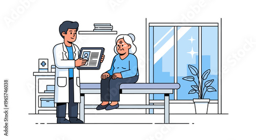 Doctor Showing Medical Results to Senior Patient