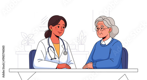 Doctor Smiling at Senior Patient During Checkup