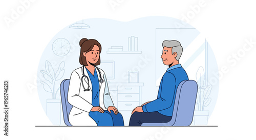Female Doctor Consulting Senior Male Patient