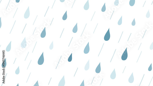 Seamless pattern of light blue raindrops and dashed lines on white background, weather and atmosphere, simple cartoon style.