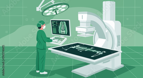 Medical Professional Operating Advanced CT Scanner for Patient Diagnosis and Treatment Planning