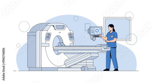 Medical Professional Operating CT Scanner Machine in Modern Clinic