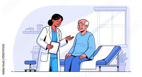 Physician Discussing Treatment With Senior Patient