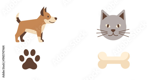 Dog Cat Pet Animal Icons.