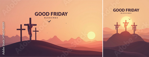 Elegant Good friday with cross background, Good friday holy week background for banner and social meida template