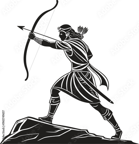 cartoon style vector illustration of a warrior knight holding a sword