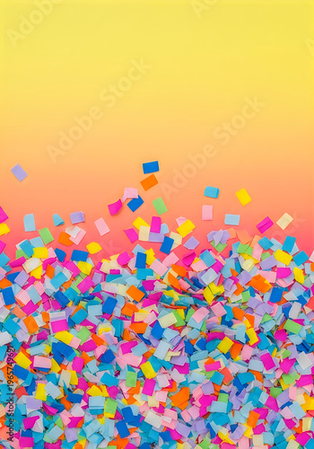 Colorful confetti on a gradient background
