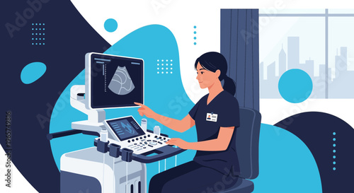 Medical Professional Performing Ultrasound Examination on Patient in Modern Clinic