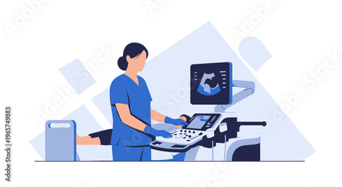 Medical professional performing ultrasound examination on patient, modern technology in healthcare.