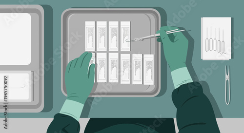 Medical Professional Prepares Microscope Slides for Laboratory Analysis