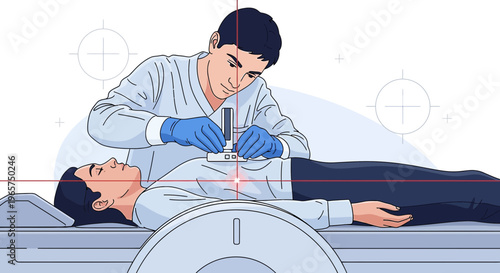 Medical professional preparing patient for advanced diagnostic imaging scan