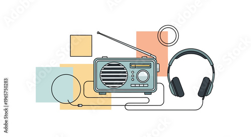 Gemini said

Vintage portable retro radio receiver and old cassette tape recorder with speakers isolated on white background