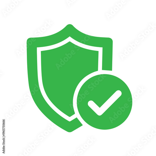 Bright green shield graphic with a circular verified checkmark emphasizes robust system integrity and reliability.