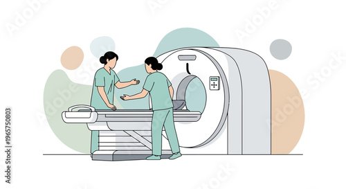 Medical Professionals Operating Advanced CT Scanner for Patient Diagnosis