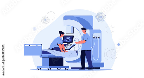 Medical Professionals Performing Diagnostic Imaging Scan on Patient in Modern Clinic