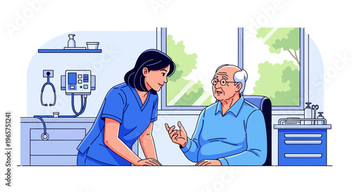 Caring Physician Consulting Senior Patient