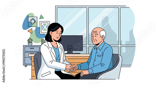 Compassionate Doctor Supporting Senior Male Patient