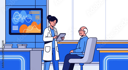 Doctor Consulting Senior Patient in Tech Suite