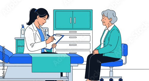 Doctor Consulting With Senior Patient in Clinic
