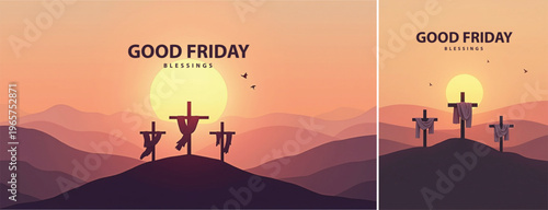 Elegant Good friday with cross background, Good friday holy week background for banner and social meida template