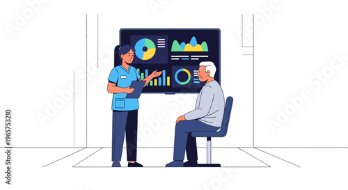 Doctor Explaining Medical Data to Senior Patient