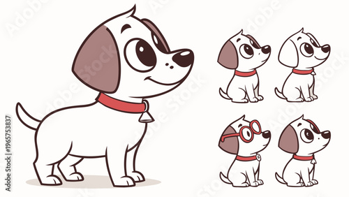 Cute Modular Dog Avatar Kit Flat Vector