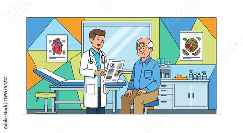 Doctor Reviewing Medical Chart With Senior Patient
