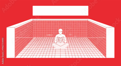 Reading Escape Concept with Person Sitting in Filling Pool While Reading Book Representing Focus Calm and Mental Isolation Illustration