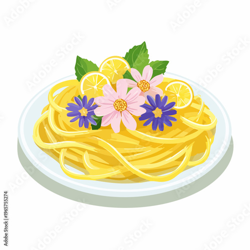 Pasta mit essbaren Blüten