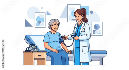 Female Physician Checking Senior Patient Vitals