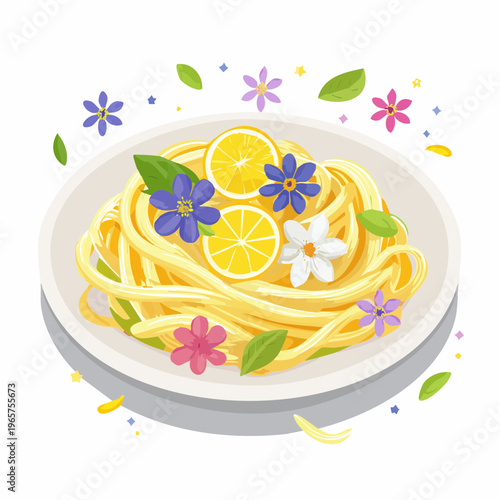 Pasta mit essbaren Blüten