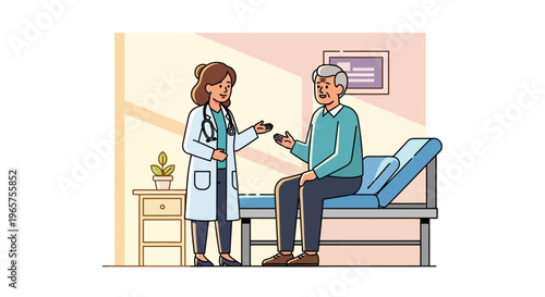 Physician Consulting Senior Patient in Modern Clinic