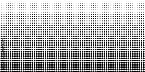 Set of halftone dots gradient pattern texture isolated on white background. Straight dotted spots using halftone circle dot raster texture. Vector blot half tone collection.