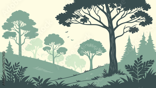 Modular Forest Scene Flat Vector