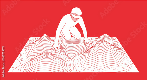 Accessibility Concept with Person Reading Landscape Through Touch Representing Sensory Perception Inclusion and Awareness Illustration