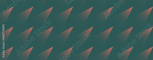 Vector abstract wide background with sharp dragon scale pattern in dark green and red tones. Halftone dots create grainy texture and dynamic contrast forming aggressive geometric flow for bold visuals